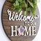 Interchangeable Seasonal Welcome Sign Front Door Decoration, Rustic Round Wood Wreaths Wall Hanging Outdoor, Farmhouse, Porch, for Spring, Summer, Fall, Halloween, and Christmas.
